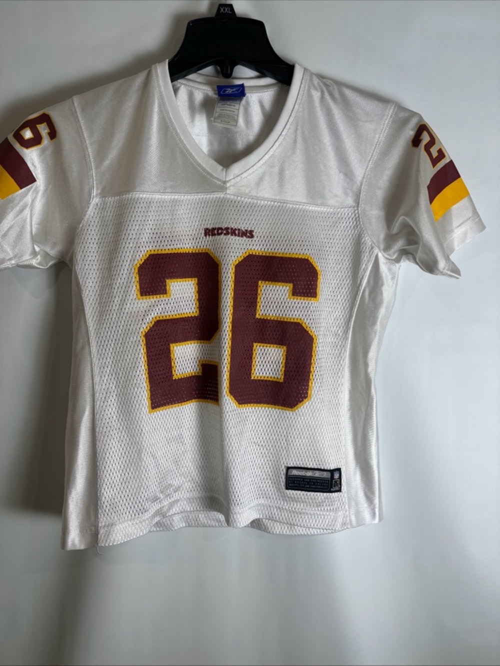 Clinton Portis Reebok White NFL Football Jersey with Burgundy and Gold Accents